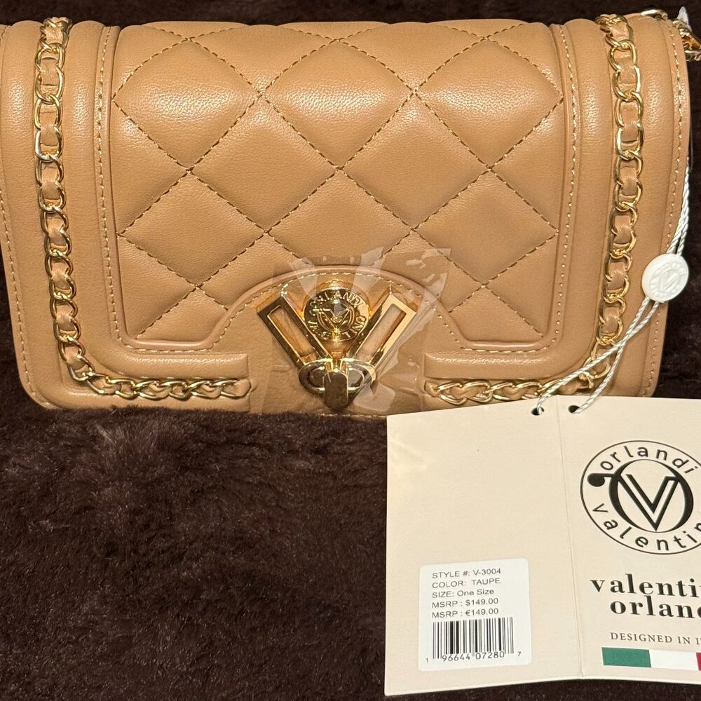 Valentino Orlandi Taupe Crossbody Handbag NWT